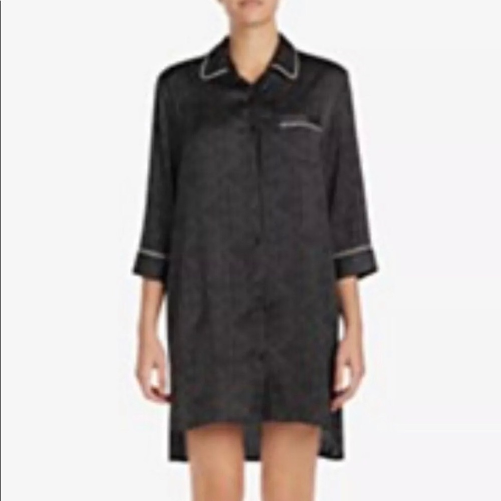 DKNY gray jersey button down cotton sleep shirt S
